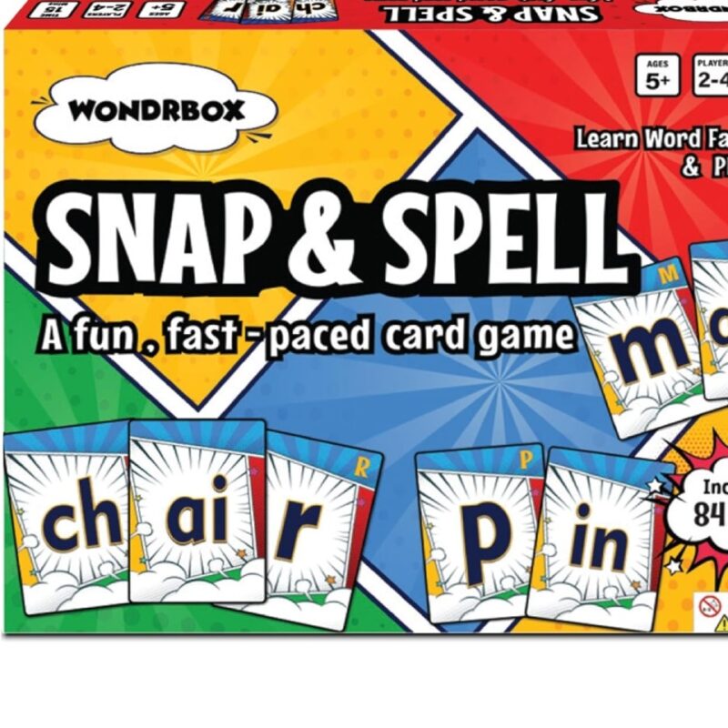 WONDRBOX Educational Card Game - Snap and Spell, Fun Learning Toys & Games for Kids, Learn Word Families & Phonics Activity, Creative Word Play, Gifts for Boys & Girls Ages 5, 6, 7, 8